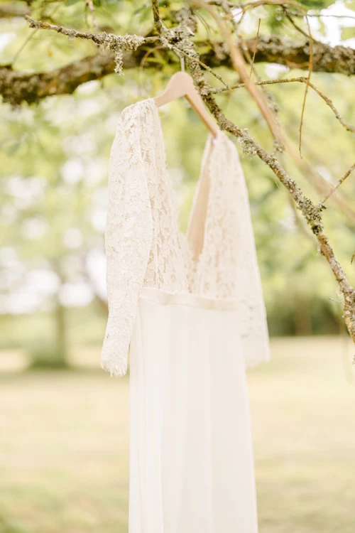 robe dentelle marron gris vert